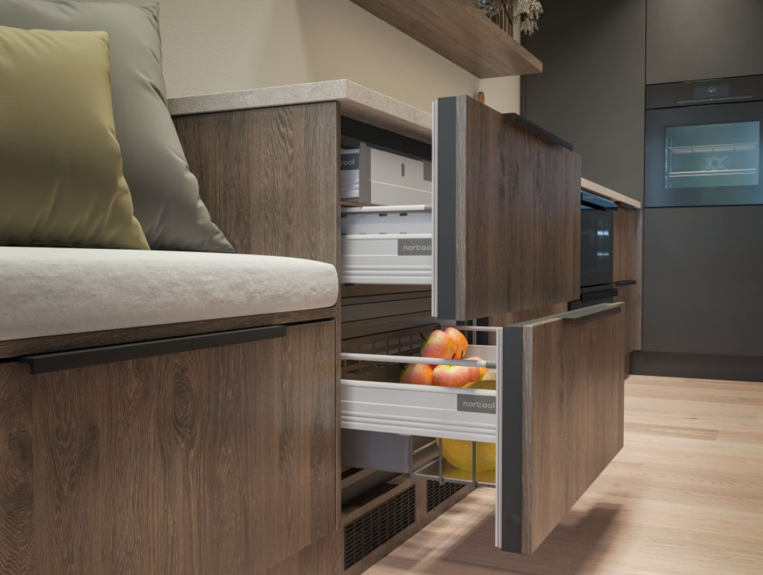 Norcool Integrated Underbench Drawers Open